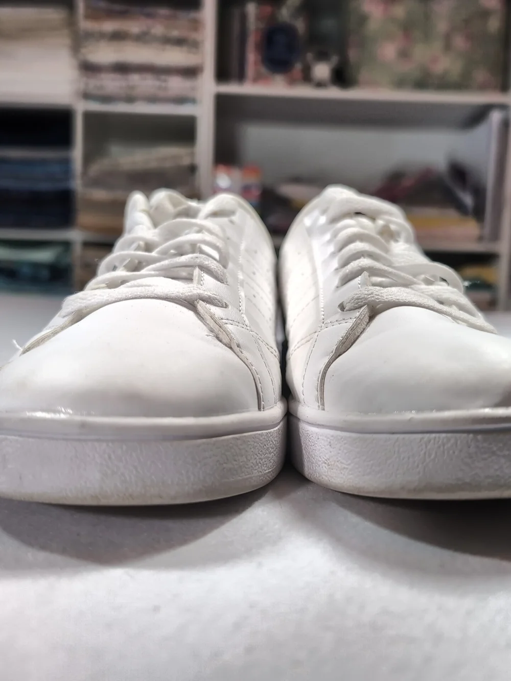 Adidas Classic White Leather Lace-Up Sneakers
